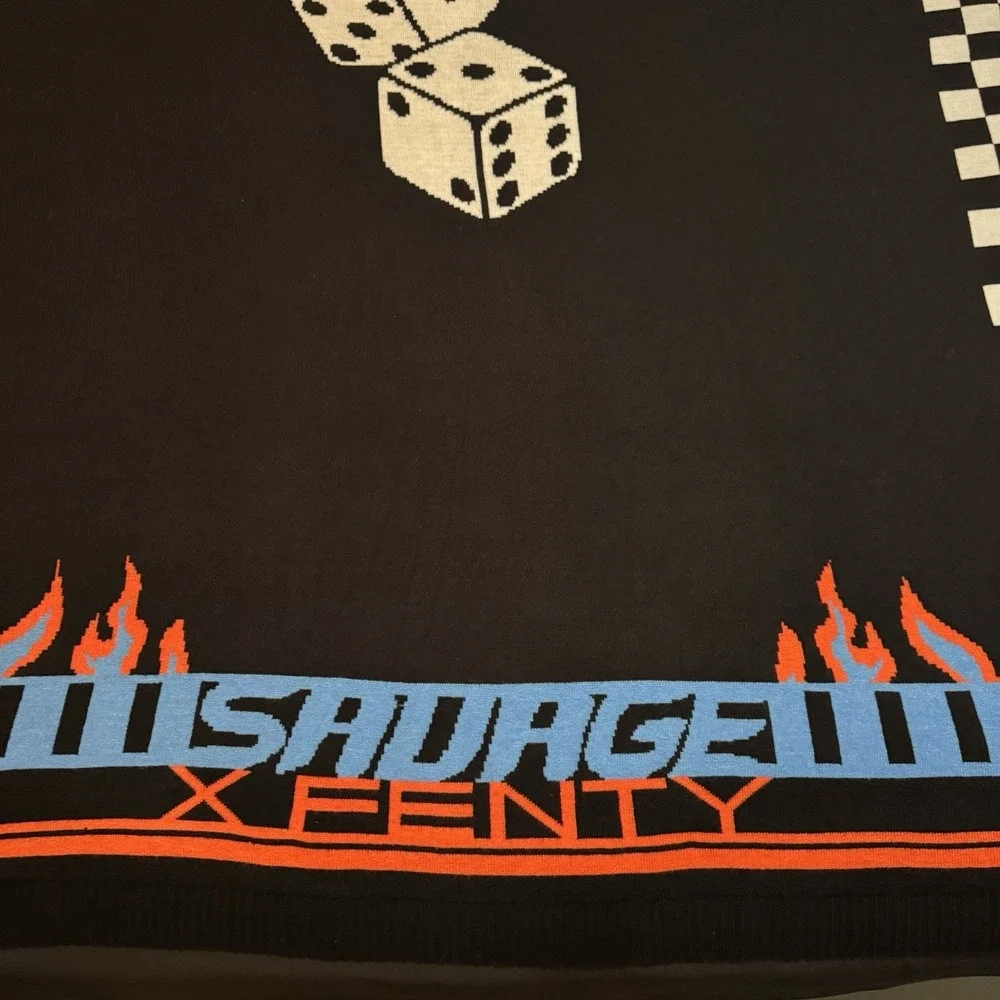 Savage X Fenty Blanket Throw Lit Leisure Dice Black Red Blue Comfy Checkered